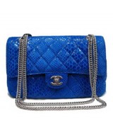 AAA Chanel Snakeskin Pattern Classic Quilted Flap Bag 1112 Blue On Sale